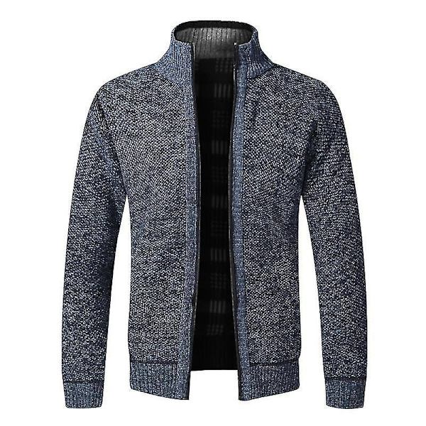 Mysig Zip-Up Fleece Cardigan Tröja för Män i XXL - Kaffe