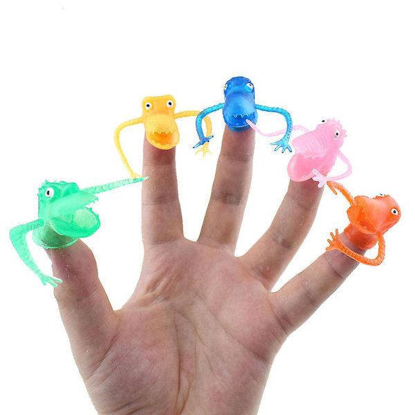 10st Multicolor PVC Plast Dinosaur Finger Puppets Set - Mini Barnleksaker