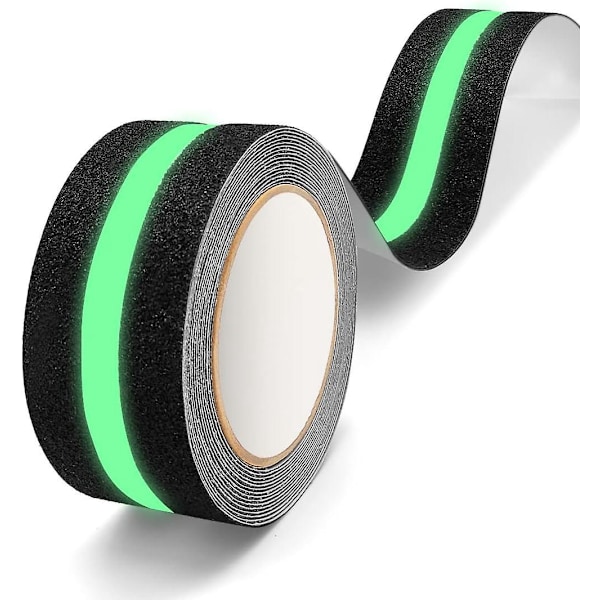 Skridsikker Tape, Skridsikre Tapes med Skridsikker Klæbetape til Trapper, Trin, Selvklæbende, Sort (50mm x 5m, Fluorescerende)