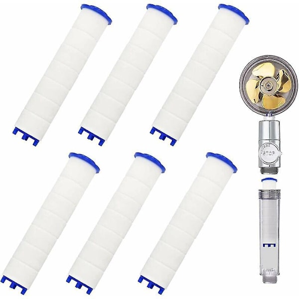 6 Stycken Duschhuvud Universal Utbytbar Filter, 8.5x2 cm Duschfilter Negativa Joner för Avtagbart Duschhuvud, Klor och Fluorid och Partiklar