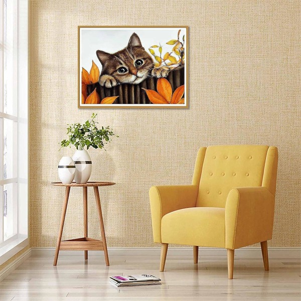 Wildlife Diamond Painting Kit - Tiger och Cat Design för vuxna och barn, komplett DIY Rhinestone Korsstygn Kristallkonst väggdekoration