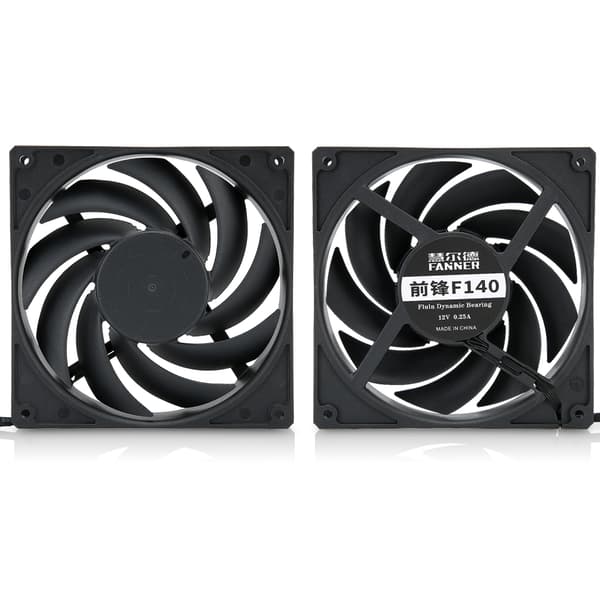 F140 Computer CPU Køleventilator 14cm Støjsvag Desktop Computer Køler Ventilator Sort