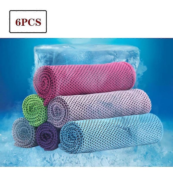 Pakke med 6 kjølehåndklær, mikrofiber kjølehåndklær, premium kjølehåndkle