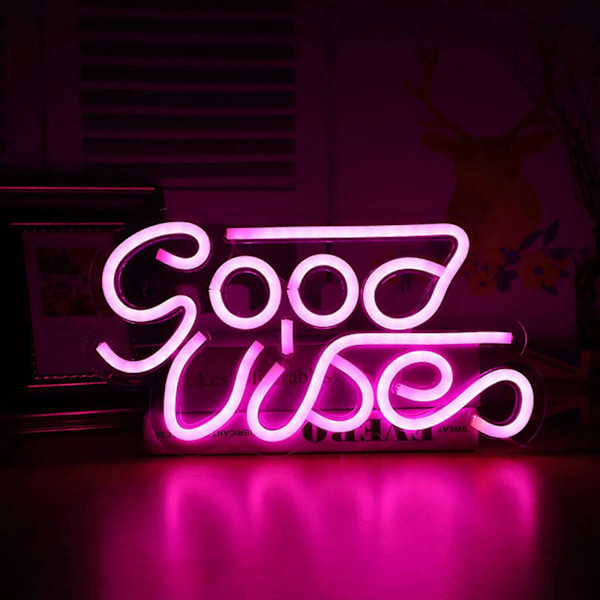 LED Neon Lys Vægmontering Good Vibes LED Neon Skilte USB Port Dekorativ Neon Lampe til Jule Bryllupsfest