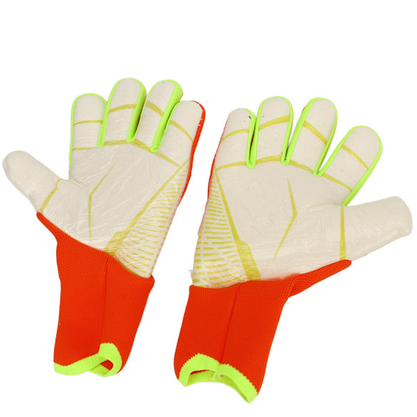 Fodboldmålmandshandsker til mænd og kvinder Latex Nylon Anti Slip Åndbar Fingersbeskyttelse Fodboldmålmandshandsker til træning Konkurrence Orange Størrelse 8