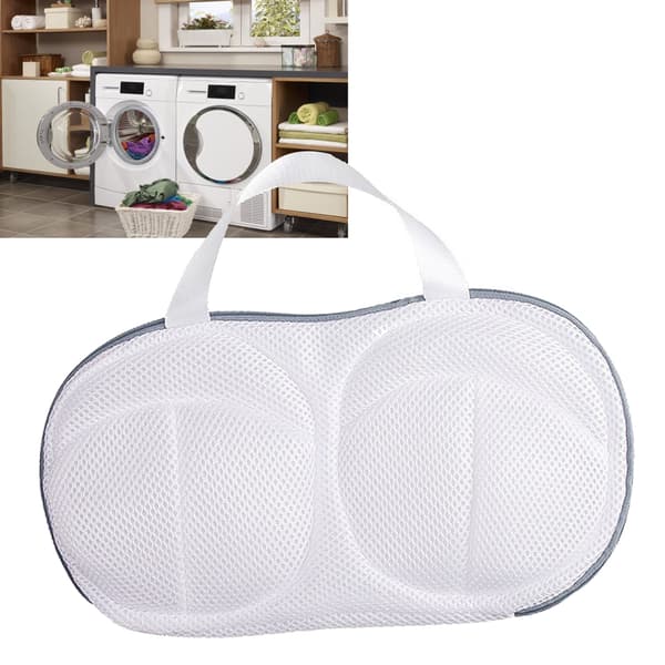 BH-vaskepose med dobbelt lynlås i polyester, anti-deformation netvaskeposer til vaskemaskine, lysegrå