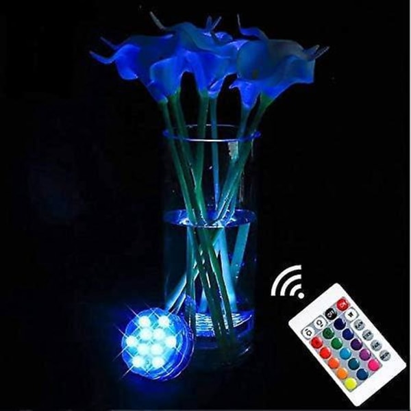 4-pack Submersible Fontänbelysning, Spabelysning, Trådlös Infraröd LED-belysning för Vasbas, Blommor, Akvarium, Pool, Damm, Bröllop, Fest, Badkar
