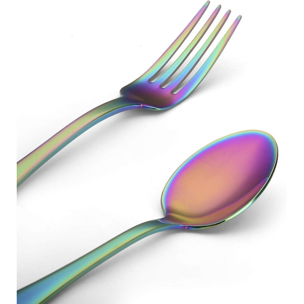 Rainbow satinfinish rustfrit stål 5-delt bestiksæt til hjemmet og restauranten