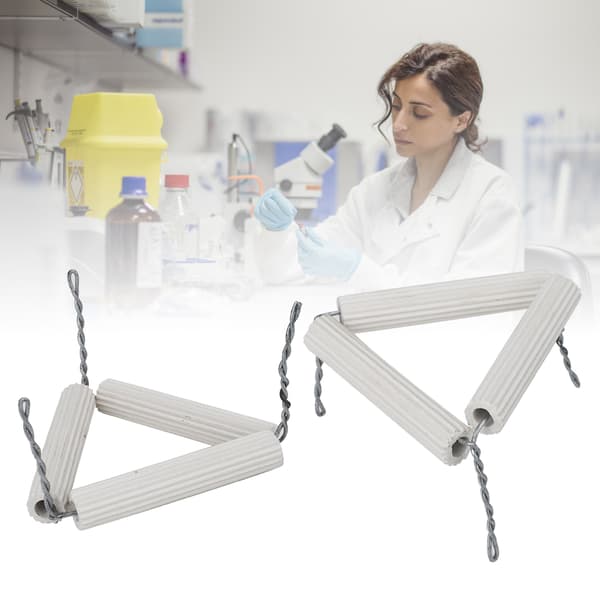 5 stk 55 mm laboratorieleire trekantdigelholder keramiske rør og jerntråd for kjemisk eksperiment