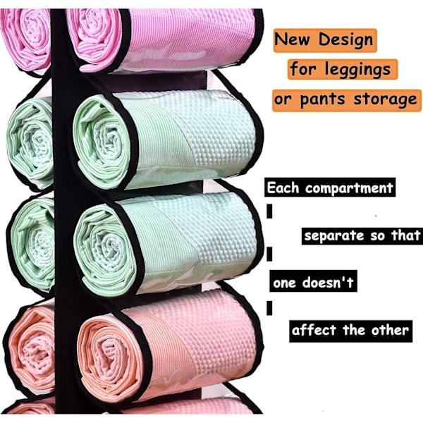 Leggings Opbevaringspose Organizer Bøjle Holder 24 Stykker Leggings eller Skjorter Jeans Rum Opbevaringsbøjle, Foldbar Leggings Organizer Tøj Transportabel