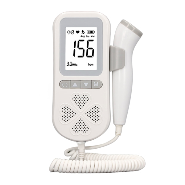 Fetal hjertemonitor 3 moduser Nøyaktig Vanntett probe Digitalt display Baby hjerterytmedetektor for graviditet Hjem Grå