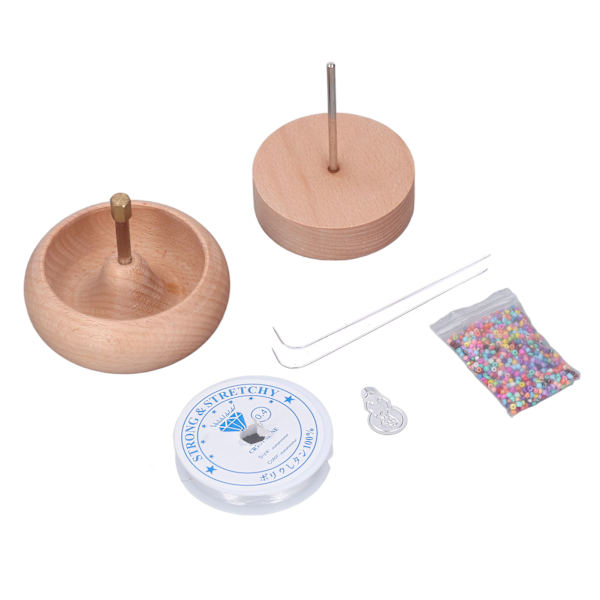 Pärlspinnare DIY Pärlsvarvningsskål 10 cm Trä Manuell pärlträdande verktygssats för smyckestillverkning