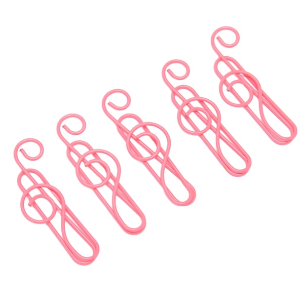 100 stk Fancy Paperclips Musik Note Style Anti Slip Metal Box Pakket Søde Papirclips til Notebook Scrapbog Bogmærke Pink Farve