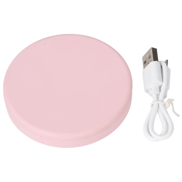 LED Kompakt Spegel Rund Form 3X Förstoring Uppladdningsbar Dubbelsidig Justerbar Vit Ljusficka Spegel Rosa