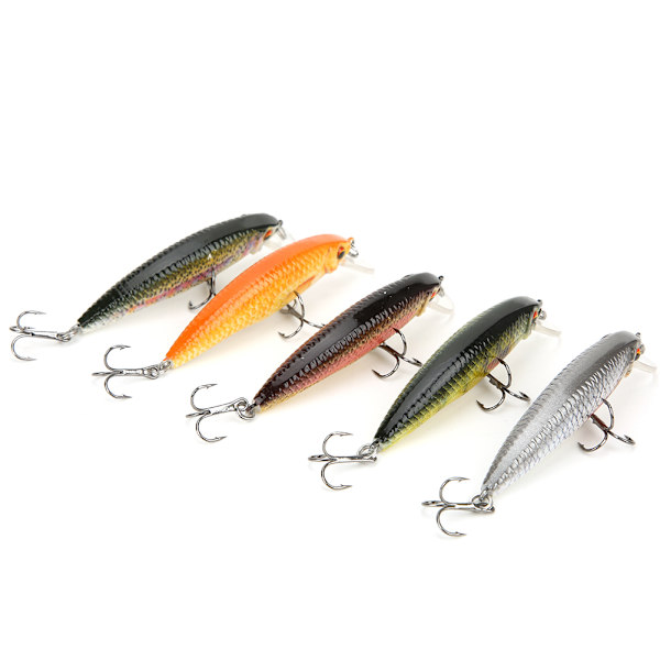 5 STK 8CM Plast 3D Fish Eye Minnow naturtrogen konstgjord hårdbete Fiskedrag Tillbehör 5 Färg 8CM