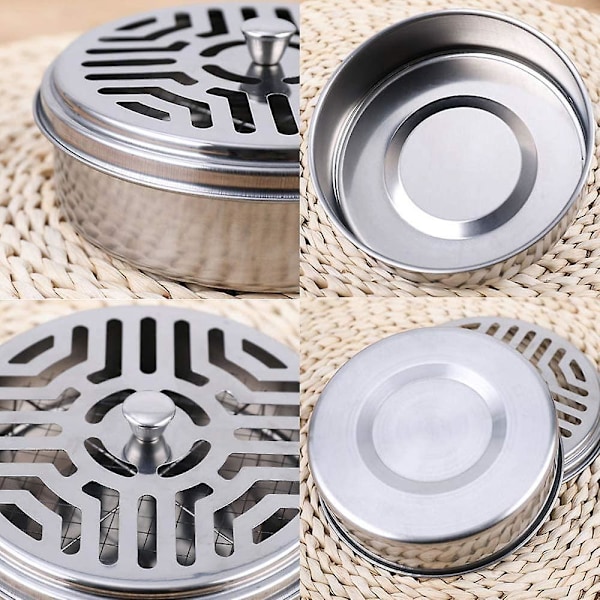 Myggespiralholder i rustfrit stål, myggespiralholder i rustfrit stål, myggespiralholder med låg til hjemmet, udendørs holder til myggespiraler