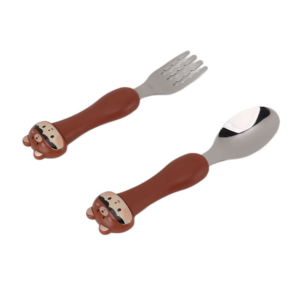 Baby Fork Cute Cartoon Shaped Spoon PP Handle Stainless Steel Tableware for Children Feeding Training Bear