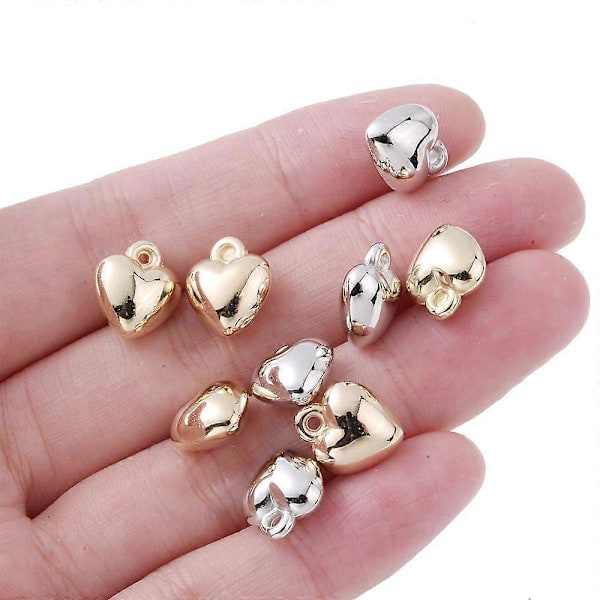 iYOE 50 stk. 6-18mm Guld Hjerte Spacer Perler til Armbånd Øreringe Halskæder DIY Smykkefremstilling whitek 12x14mm