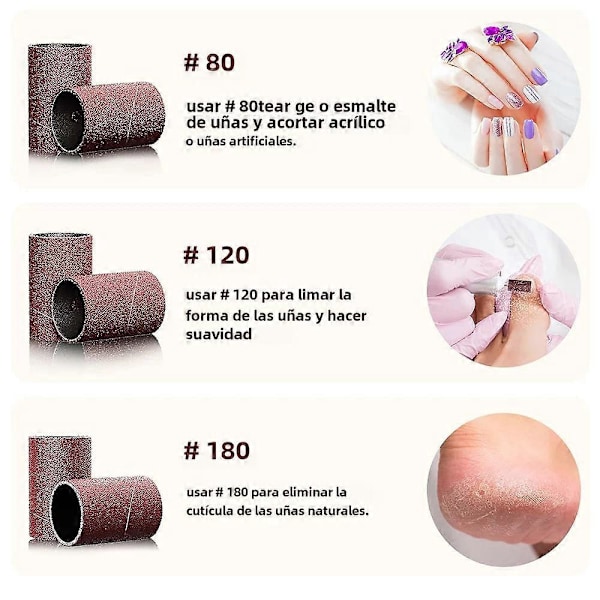 100 st Nagelpoleringsremsor med 80/120/180/240 Grader Professionellt Manikyrverktyg Lämpligt för Akryl Nagelborr Set NSB120Grit-100st