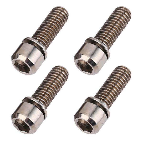 4 st M6x18mm cykelskivbromsklämbult fast skruv med packning (titan)
