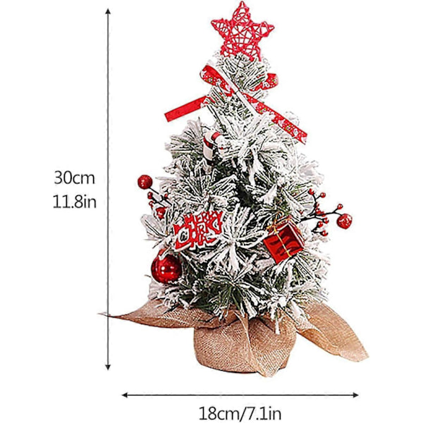 Pöytämallinen keinotekoinen joulukuusi kangaspohjalla ja punaisilla marjoilla - 30 cm punainen