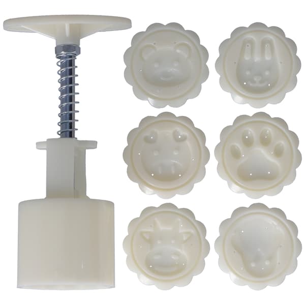 50g Håndpress Månekakeform Kake Dessert Kjeks Lagingsform DIY Bakeverktøy med 6 Runde Stempler