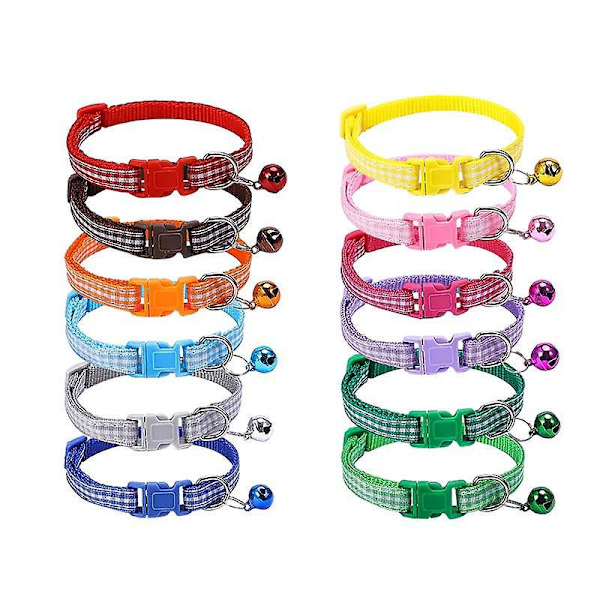 Set med 12 st Katt Halsband, Justerbar Längd, Kattungehalsband, Snyggt Tillbehör för Katter och Husdjur