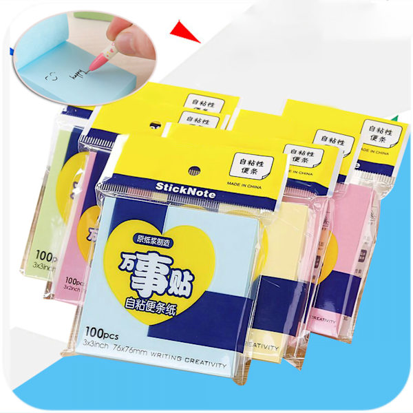 Sticky Notes 3x3in Medium Size Smidigt skrivande Bärbar Bred applikation Säker Stick No Spill Ink Roliga Sticky NotesMedium Rosa