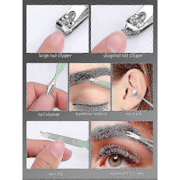 Bärbara skönhetsverktyg, nagelklippare 7-delars set, (grön) 1 styck