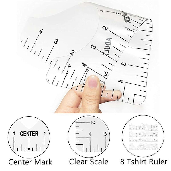 3 PTFE Ark til Varmepresse, 8 T-shirt Guide, 1 Varmebestandig Tape