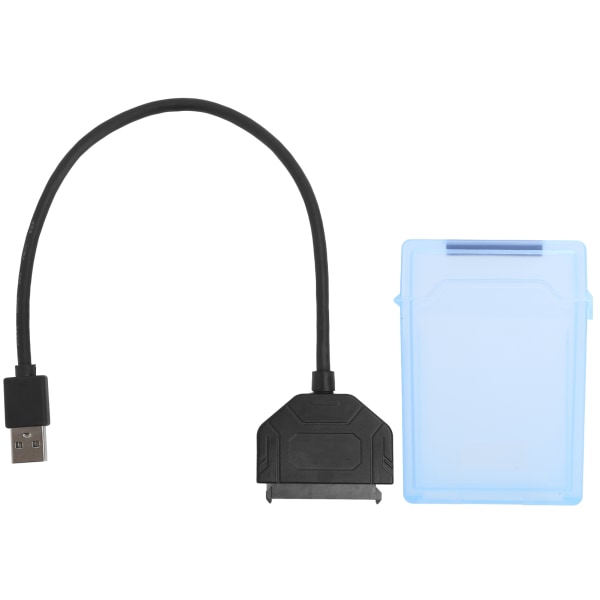 2.5in SATA USB 3.0 Adapter SSD HDD Hårddiskkabel Datortillbehör Skyddsbox (blå)