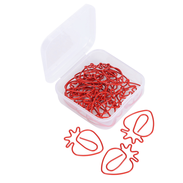 20 st gem Söta röda jordgubbar form bokmärkesklämmor Roliga kontorsmaterial