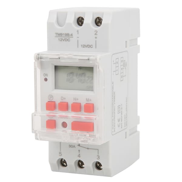 12V DC 30A Veckotimer Strömbrytare LCD-brytare med Nedräkningsfunktion - Vit - 1 styck