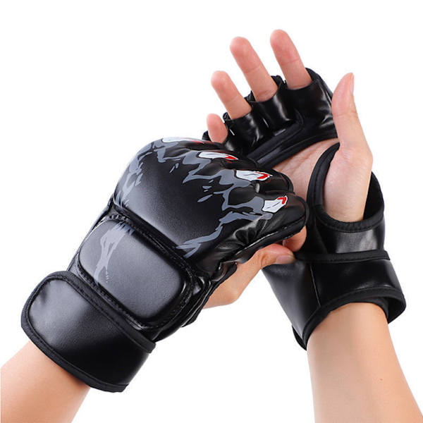 1 par Boksehandsker Halv Finger Kickboxing Handsker Sparring Boksehandsker til Mænd Kvinder Voksne