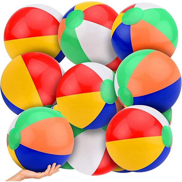 Strandbolde, Bærbare Oppustelige Strandbolde til Voksne og Børn, 12 stk. 30 cm Oppustelig Strandbold Sjov Poolbold Legetøj til Voksne og Børn (30 cm)