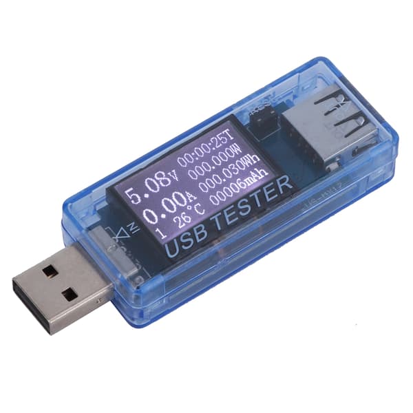 Tester Digital USB Spænding Strømmåler Voltmeter 8 I 1 Detektor 0‑5A 0‑150W 4‑30V Blå