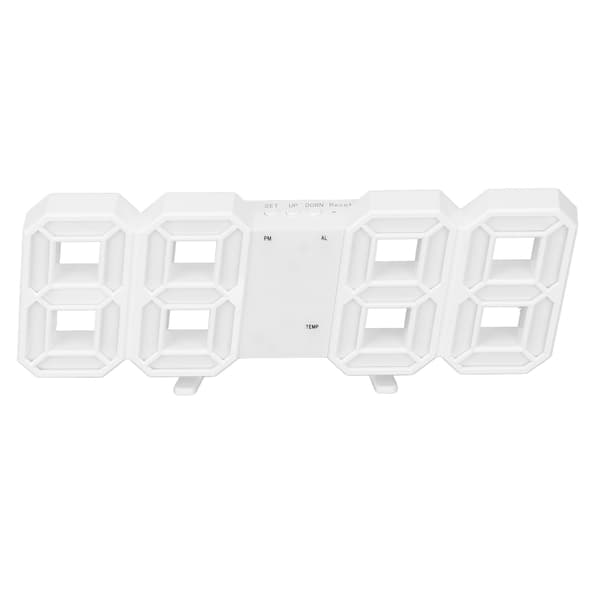 3D LED digital väckarklocka ABS nattlampa temperatur skrivbordsväggklocka för heminredning sovrum vit