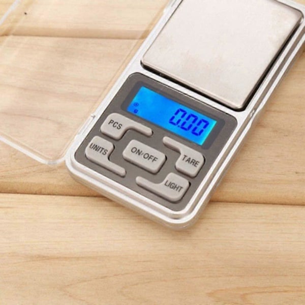 Præcisions køkkenvægt, elektronisk køkkenvægt, lommevægt med LCD-display, 500g/0,01g mini digital lommevægt til smykker/te/gær/kaffe Ki