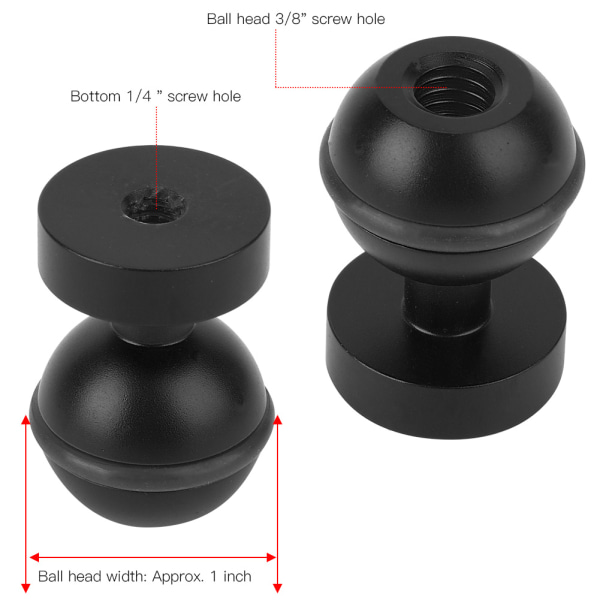 Dykljusfäste Action Kamera Kulhuvud Bas Hot Shoe Mount 1/4 skruvhål (svart)