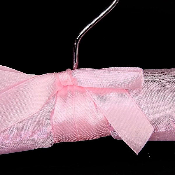 5 x Satin Vadderade Barn Klädkrokar Galgar (Rosa)