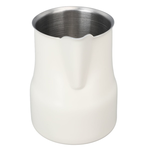 Mælkekande 450ML 304 Rustfrit Stål Skummende Kop Drypfri Kaffe Dampende Kande Hvid