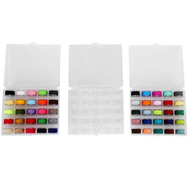 Spolset Tråd Transparent Box Assorterad Färg Förspolning Sytråd Broderinål Tejp
