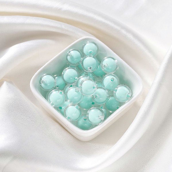 30-50 stk. Fargerike AB Frostede Klare Akrylkuler for DIY Smykkelaging Håndlagde Tilbehør Størrelse 8-15mm TransparentGrønn 13mmx30stk