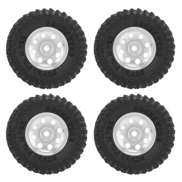 4 stk. Microbildekk i gummi 1/24 Beadlock RC klatredekk for Axial SCX24 AXI00002 sølv
