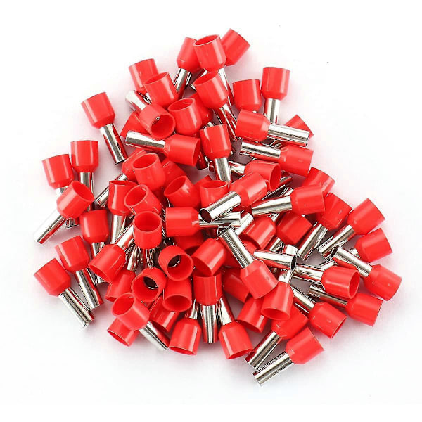 AWG 8/10.0mm Johdin Kupari Puristusliitin Eristetty Holkki Pin Johtimen Pääte Punainen E10-12 100 kpl pakkaus