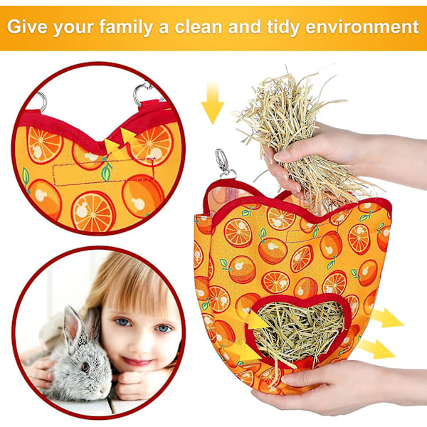 2-pack Kanin Höpåse Marsvin Höpåse Liten Söt Djur Höpåse Hängande Matpåse Organizer med 2 Hål för Kanin Marsvin