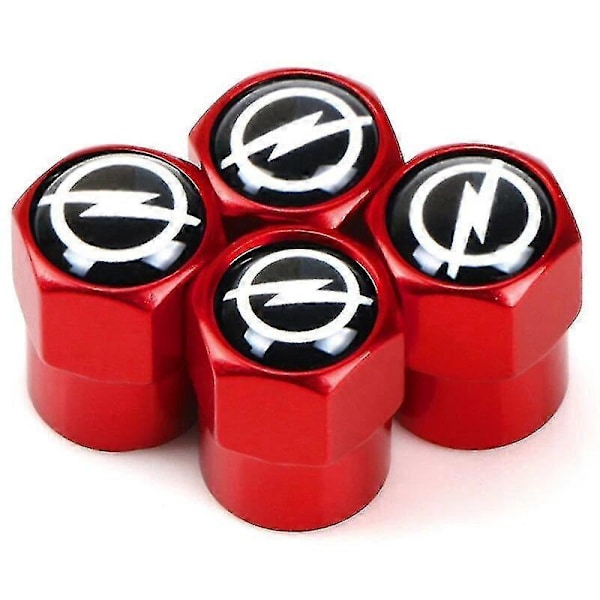 4 st Aluminium Stöldskydds Hexagonala Däckventilkåpor Bil Däckdammskydd För Opel Astra Insignia Mokka Zafira Corsa Zekai Style1red