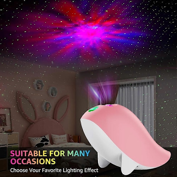 Galaxy Projektor Nattbordslamper, Projektor Månelampe Rosa40