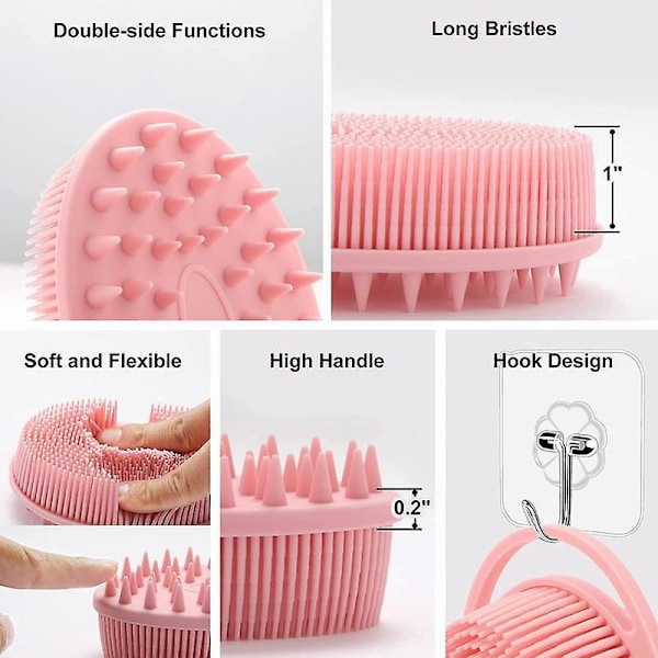 Silikonkroppsskrubb för Exfoliering - Lätt att Rengöra, Långvarig, Hygienisk, Rosa