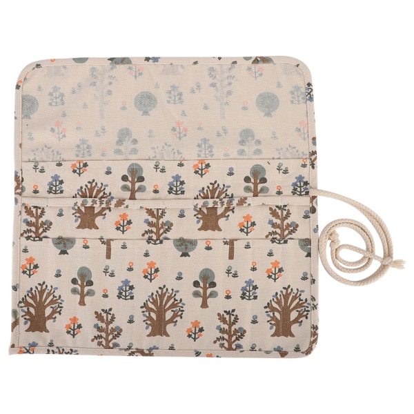 Stor kapacitet Print Canvas Pencil Bag Wrap